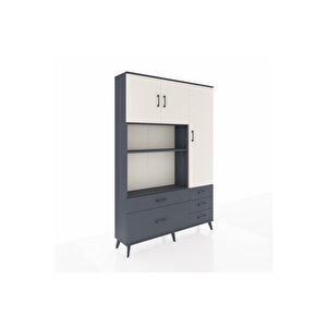 Arges Dolap 7 Raflı 5 Çekmeceli 3 Kapaklı 132x30x195 Antrasit-aytaşı/antrasit