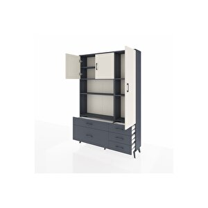 Arges Dolap 7 Raflı 5 Çekmeceli 3 Kapaklı 132x30x195 Antrasit-aytaşı/antrasit