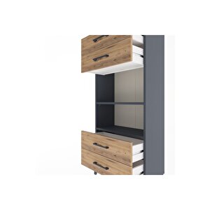 Arges Dolap 2 Raflı 4 Çekmeceli 60x30x134 Antrasit-çam