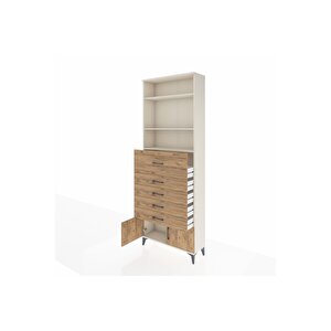 Arges Dolap 3 Raflı 5 Çekmeceli 2 Kapaklı 88x30x243 Aytaşı-çam