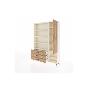 Arges Gardrop 9 Raflı 3 Çekmeceli Tek Kapaklı  132x30x195 Aytaşı-çam