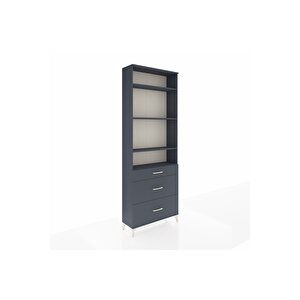 Arges Dolap 4 Raflı 3 Çekmeceli 88x30x243 Antrasit-antrasit