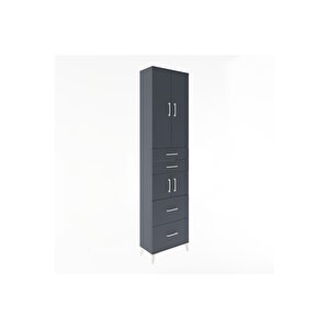 Arges Dolap 4 Raflı 4 Çekmeceli 4 Kapaklı 60x30x243 Antrasit-antrasit