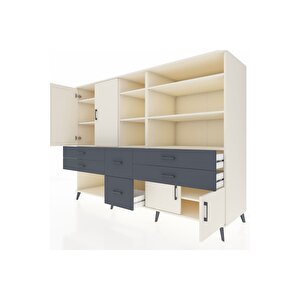 Kronos Dolap 10 Raflı 6 Çekmeceli 4 Kapaklı 220x59x163 Aytaşı-aytaşı/antrasit