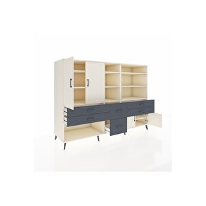 Kronos Dolap 10 Raflı 6 Çekmeceli 4 Kapaklı 220x59x163 Aytaşı-aytaşı/antrasit