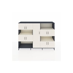 Hyperion Dolap 10 Raflı 9 Kapaklı 220x44x163 Antrasit-aytaşı