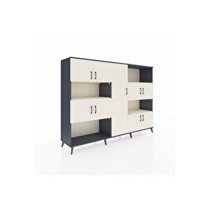 Hyperion Dolap 10 Raflı 9 Kapaklı 220x44x163 Antrasit-aytaşı