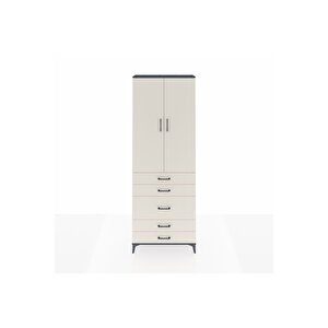 Arges Dolap 4 Raflı 5 Çekmeceli 2 Kapaklı 88x30x243 Antrasit-aytaşı