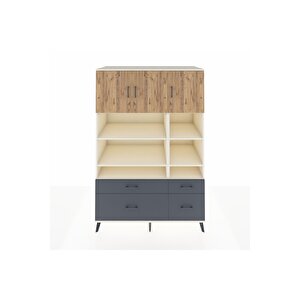 Kronos Dolap 10 Raflı 4 Çekmeceli 3 Kapaklı 132x59x195 Aytaşı-çam/antrasit