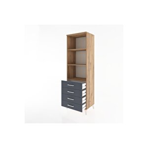 Hyperion Dolap 3 Raflı 4 Çekmeceli 60x44x195 Çam-antrasit