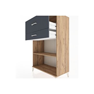 Hyperion Dolap Tek Raflı 2 Çekmeceli 88x44x134 Çam-antrasit