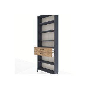 Arges Dolap 5 Raflı 2 Çekmeceli 88x30x243 Antrasit-çam