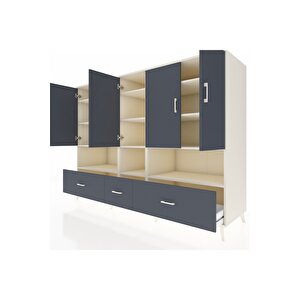 Kronos Dolap 12 Raflı 3 Çekmeceli 5 Kapaklı 220x59x163 Aytaşı-antrasit