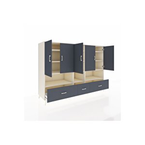 Kronos Dolap 12 Raflı 3 Çekmeceli 5 Kapaklı 220x59x163 Aytaşı-antrasit