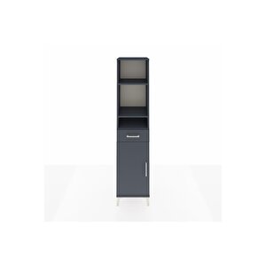 Hyperion Dolap 4 Raflı Tek Çekmeceli Tek Kapaklı 44x44x195 Antrasit-antrasit