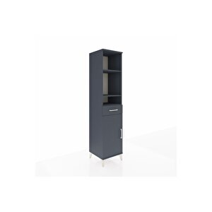 Hyperion Dolap 4 Raflı Tek Çekmeceli Tek Kapaklı 44x44x195 Antrasit-antrasit