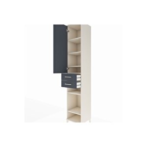 Hyperion Dolap 6 Raflı 2 Çekmeceli Tek Kapaklı 44x44x243 Aytaşı-antrasit