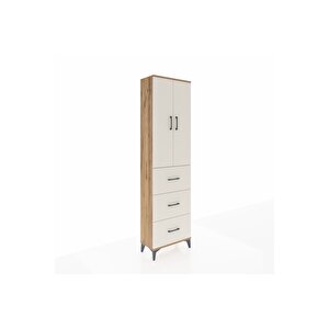 Arges Dolap 3 Raflı 3 Çekmeceli 2 Kapaklı 60x30x221 Çam-aytaşı