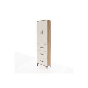 Arges Dolap 3 Raflı 3 Çekmeceli 2 Kapaklı 60x30x221 Çam-aytaşı