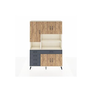 Arges Dolap 9 Raflı 5 Çekmeceli 5 Kapaklı 132x30x195 Aytaşı-çam/antrasit