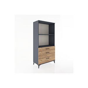 Hyperion Dolap 2 Raflı 3 Çekmeceli 88x44x182 Antrasit-çam