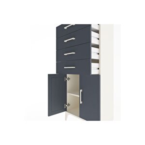 Arges Dolap Tek Raflı 4 Çekmeceli 2 Kapaklı 60x30x134 Aytaşı-antrasit