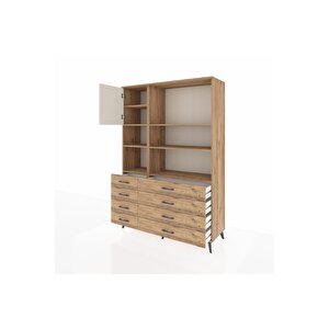 Hyperion Dolap 7 Raflı 8 Çekmeceli Tek Kapaklı  132x44x195 Çam-aytaşı/çam