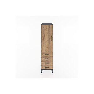 Hyperion Dolap Tek Raflı 4 Çekmeceli Tek Askılı 44x44x182 Antrasit-çam