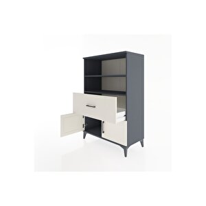 Hyperion Dolap 2 Raflı Tek Çekmeceli 2 Kapaklı 88x44x134 Antrasit-aytaşı