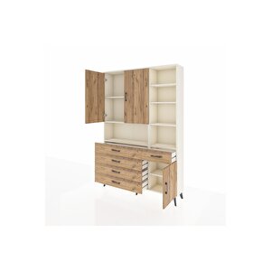 Arges Gardrop 8 Raflı 5 Çekmeceli 3 Kapaklı 132x30x195 Aytaşı-çam