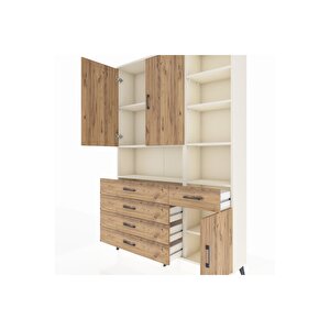 Arges Gardrop 8 Raflı 5 Çekmeceli 3 Kapaklı 132x30x195 Aytaşı-çam