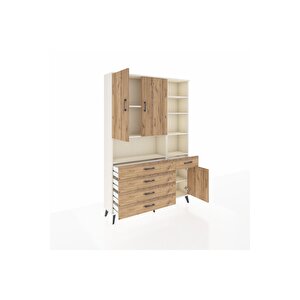 Arges Gardrop 8 Raflı 5 Çekmeceli 3 Kapaklı 132x30x195 Aytaşı-çam