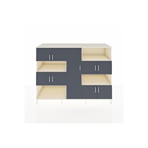 Kronos Dolap 10 Raflı 9 Kapaklı 220x59x163 Aytaşı-antrasit/aytaşı