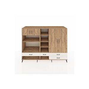 Kronos Dolap 12 Raflı 4 Çekmeceli 4 Kapaklı 220x59x163 Çam-çam/aytaşı