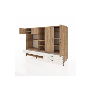 Kronos Dolap 12 Raflı 4 Çekmeceli 4 Kapaklı 220x59x163 Çam-çam/aytaşı