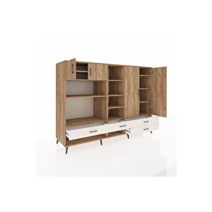 Kronos Dolap 12 Raflı 4 Çekmeceli 4 Kapaklı 220x59x163 Çam-çam/aytaşı