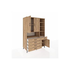 Kronos Dolap 8 Raflı 5 Çekmeceli 3 Kapaklı 132x59x195 Çam-çam/çam