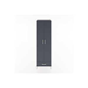 Hyperion Dolap 3 Raflı Tek Çekmeceli Tek Askılı 60x44x195 Antrasit-antrasit