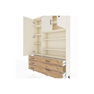 Arges Dolap 9 Raflı 5 Çekmeceli 3 Kapaklı 132x30x195 Aytaşı-aytaşı/çam