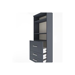 Arges Dolap 3 Raflı 3 Çekmeceli 60x30x163 Antrasit-antrasit