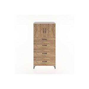 Hyperion Dolap Tek Raflı 4 Çekmeceli 2 Kapaklı 88x44x182 Aytaşı-çam