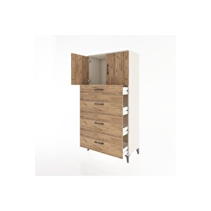 Hyperion Dolap Tek Raflı 4 Çekmeceli 2 Kapaklı 88x44x182 Aytaşı-çam