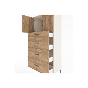 Hyperion Dolap Tek Raflı 4 Çekmeceli 2 Kapaklı 88x44x182 Aytaşı-çam