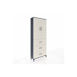 Arges Dolap 2 Raflı 3 Çekmeceli 2 Kapaklı 88x30x221 Antrasit-aytaşı