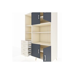 Kronos Dolap 8 Raflı 4 Çekmeceli 4 Kapaklı 132x59x195 Aytaşı-antrasit/aytaşı