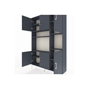 Arges Gardrop 9 Raflı 6 Kapaklı 132x30x195 Antrasit-antrasit