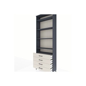 Arges Dolap 5 Raflı 4 Çekmeceli 88x30x243 Antrasit-aytaşı