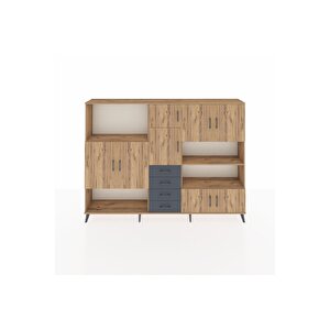 Arges Dolap 9 Raflı 4 Çekmeceli 8 Kapaklı 220x30x163 Çam-çam/antrasit