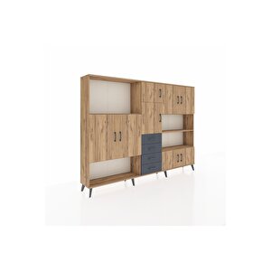 Arges Dolap 9 Raflı 4 Çekmeceli 8 Kapaklı 220x30x163 Çam-çam/antrasit