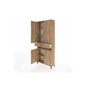 Arges Dolap 5 Raflı Tek Çekmeceli 4 Kapaklı 88x30x221 Çam-çam